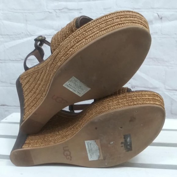 Ugg Fitchie Platform Leather Sandals Brown Sz 7.5 - Picture 8 of 8